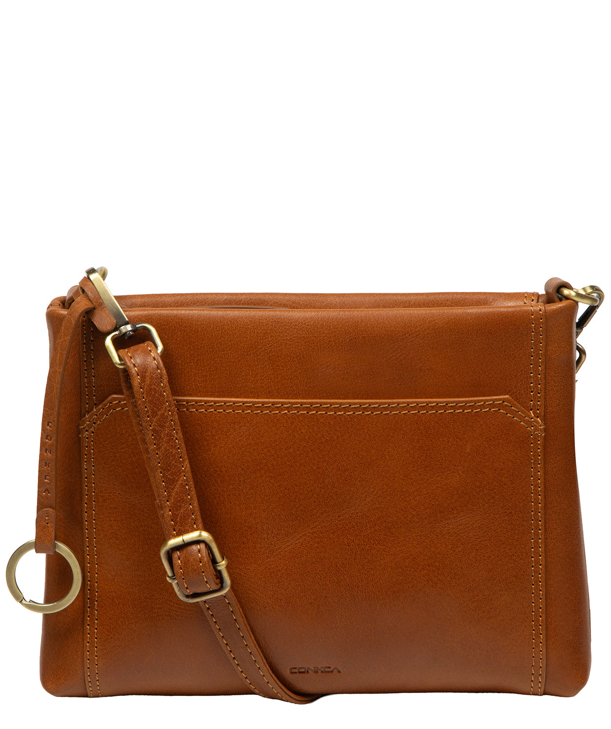 'Yew' Dark Tan Leather Cross Body Bag