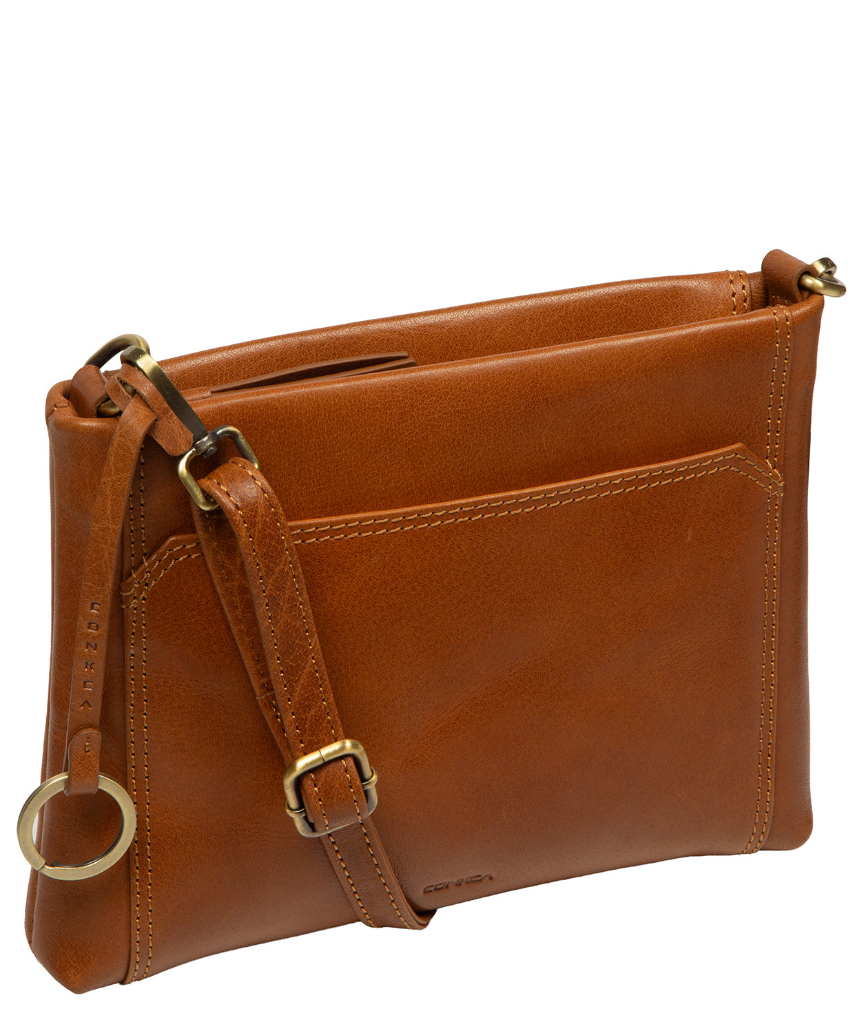 'Yew' Dark Tan Leather Cross Body Bag