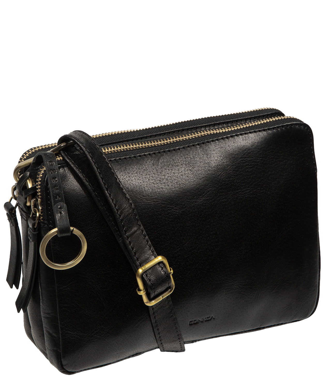'Robin' Black Leather Cross Body Bag
