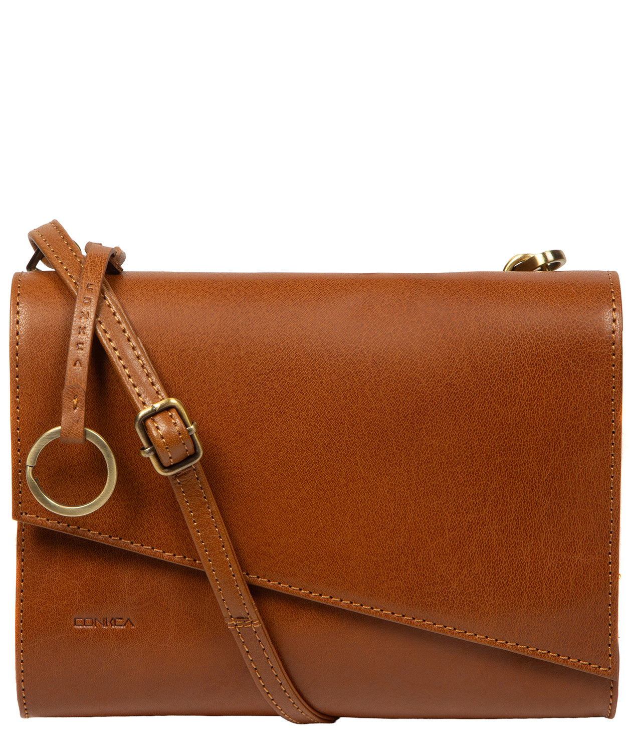 'Heron' Dark Tan Leather Cross Body Bag