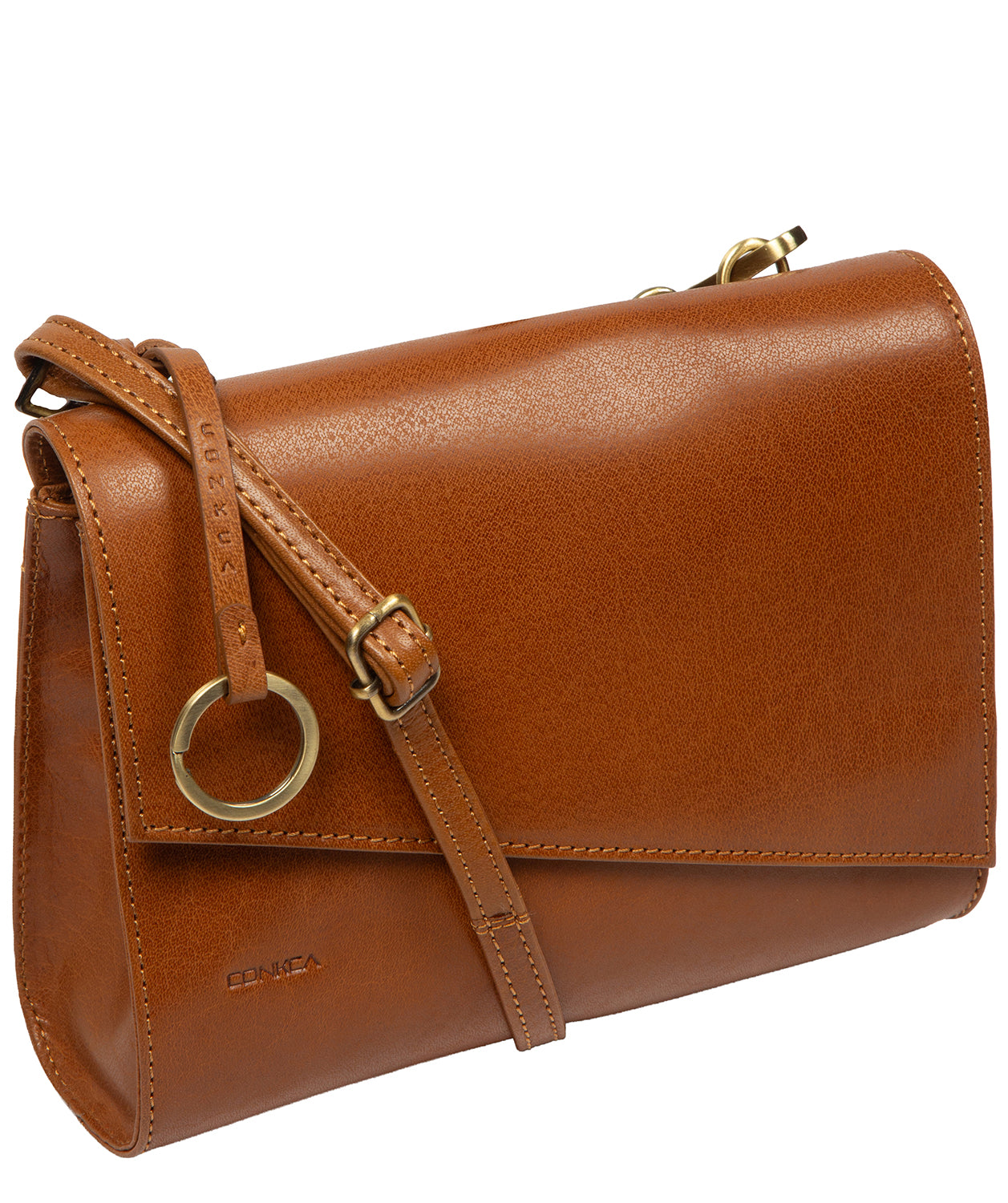 'Heron' Dark Tan Leather Cross Body Bag