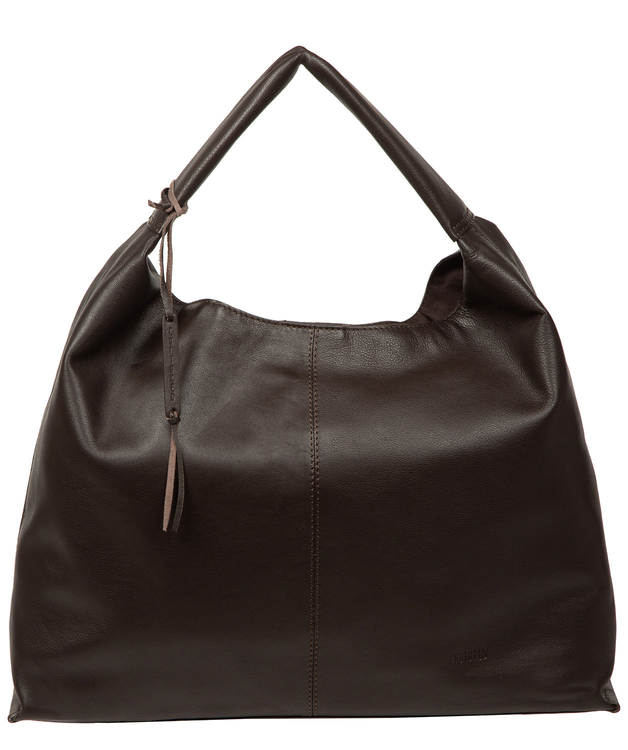 Cultured London Aspen cocoa leather tote bag front view