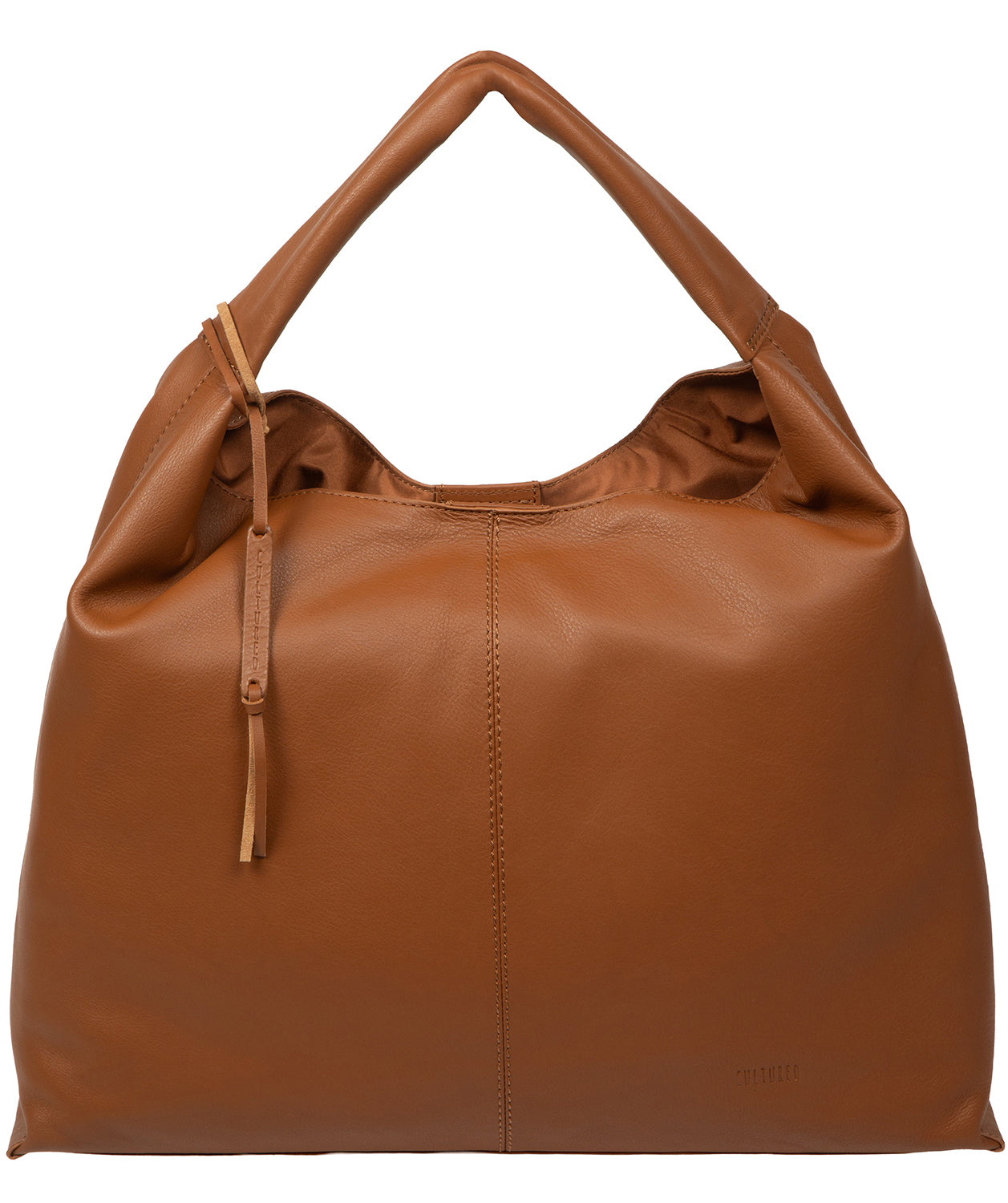 Cultured London Aspen tan leather tote bag front view