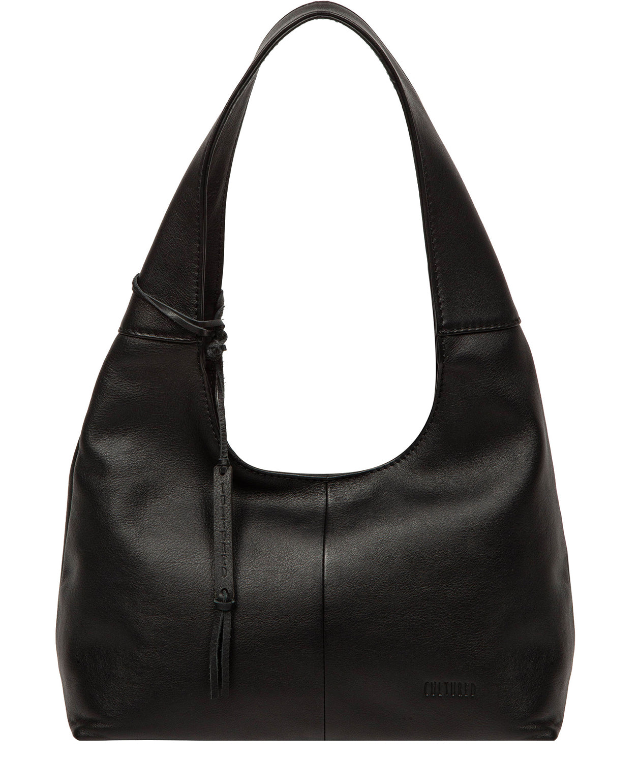 Cultured London Phoenix black leather grab bag front view