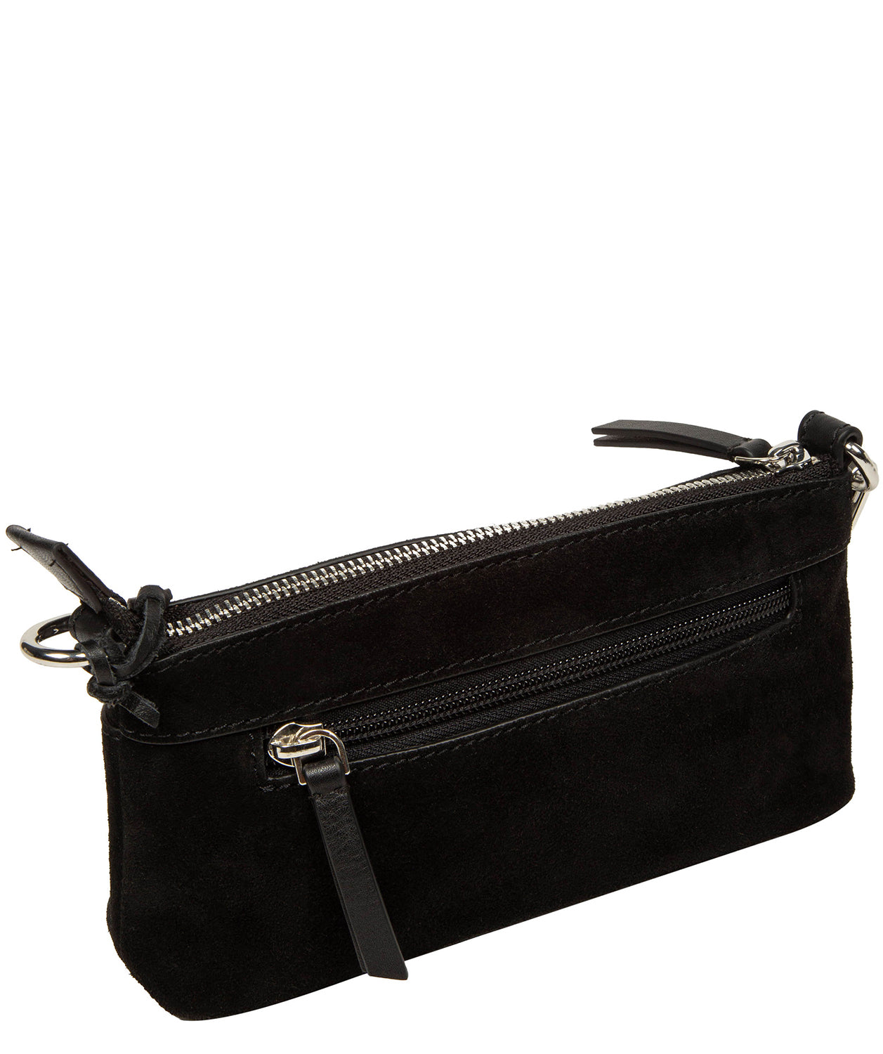 external zipped pockets and silver hardware