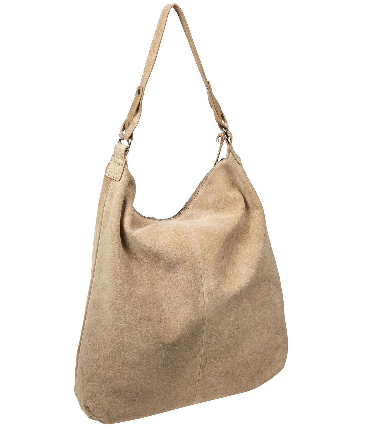 Interior view revealing lined compartment and zip pocket