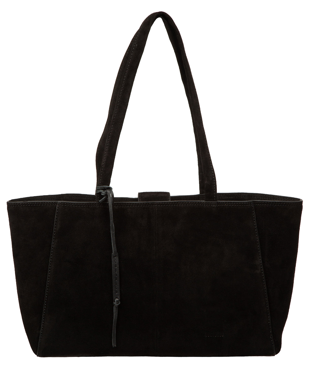 Cultured London Matilde black suede handbag front view