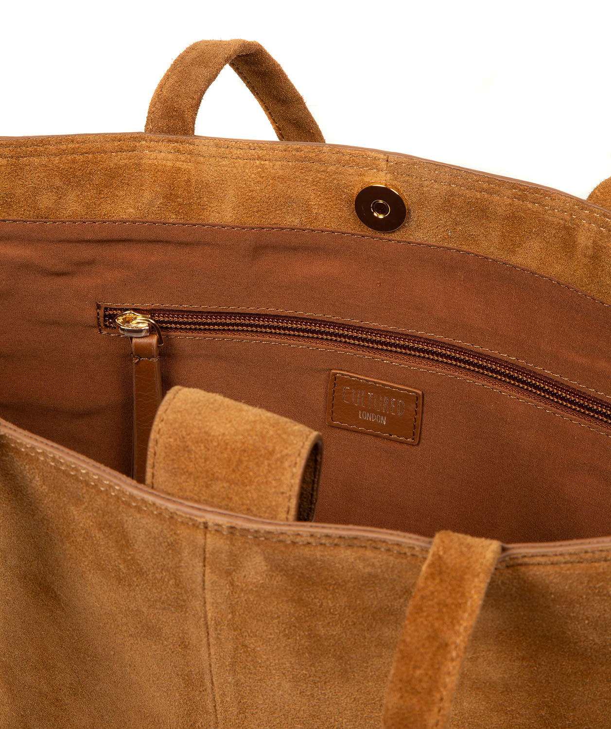 handbag magnetic press stud closure detail