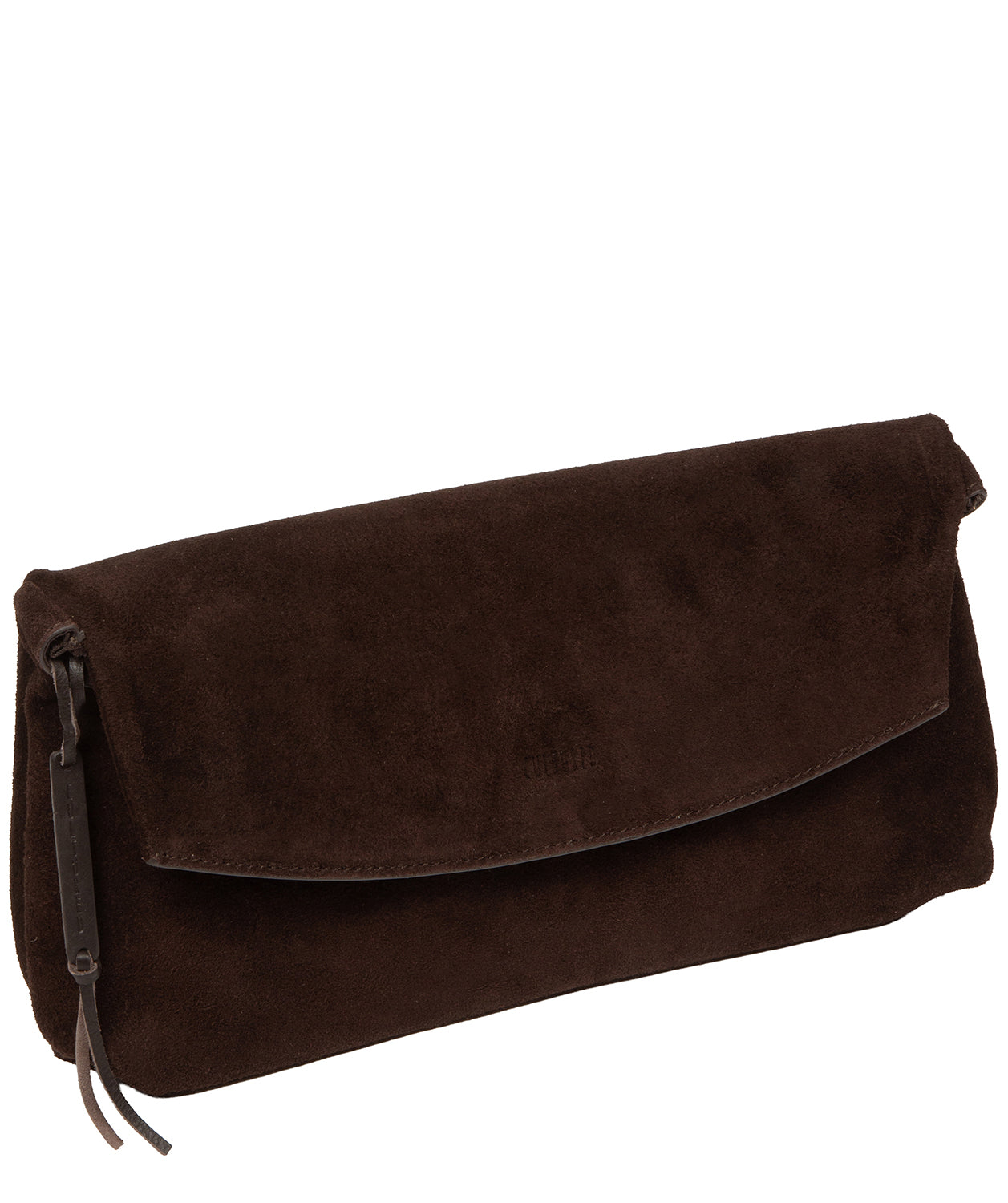 Clutch bag open showing fully lined interior