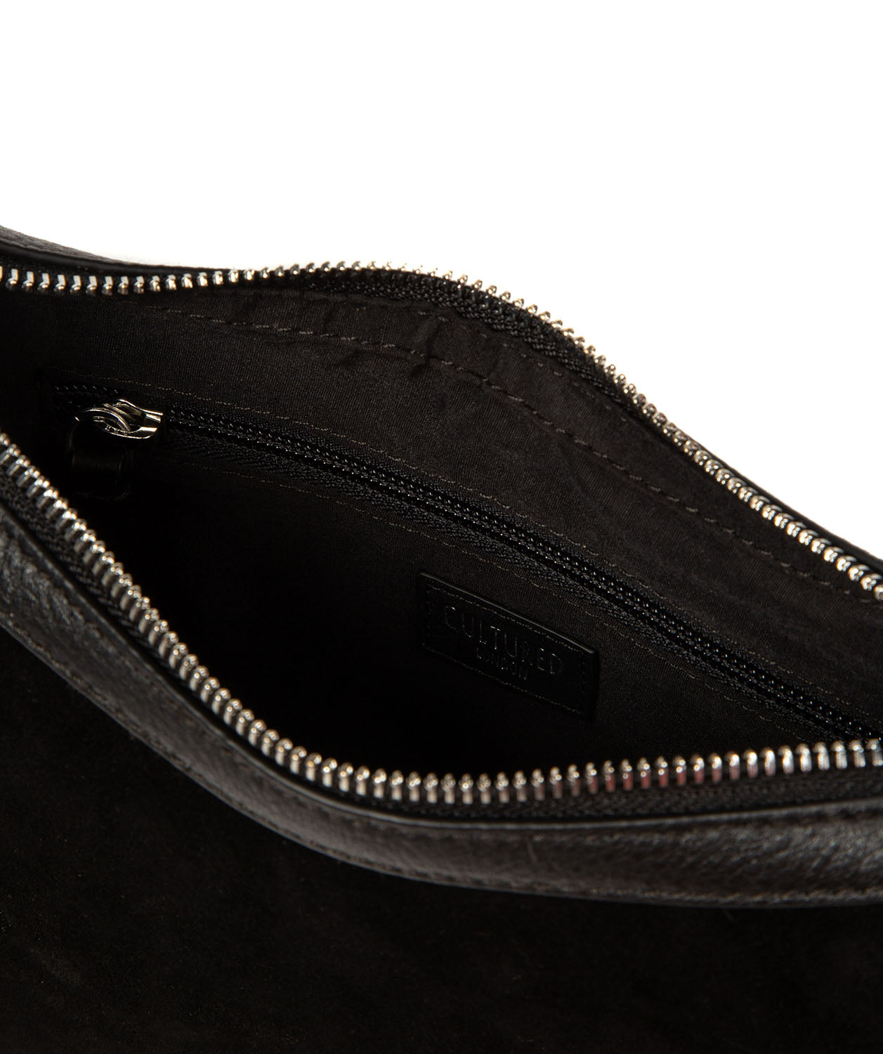 interior zipped pocket and leather trim organisation