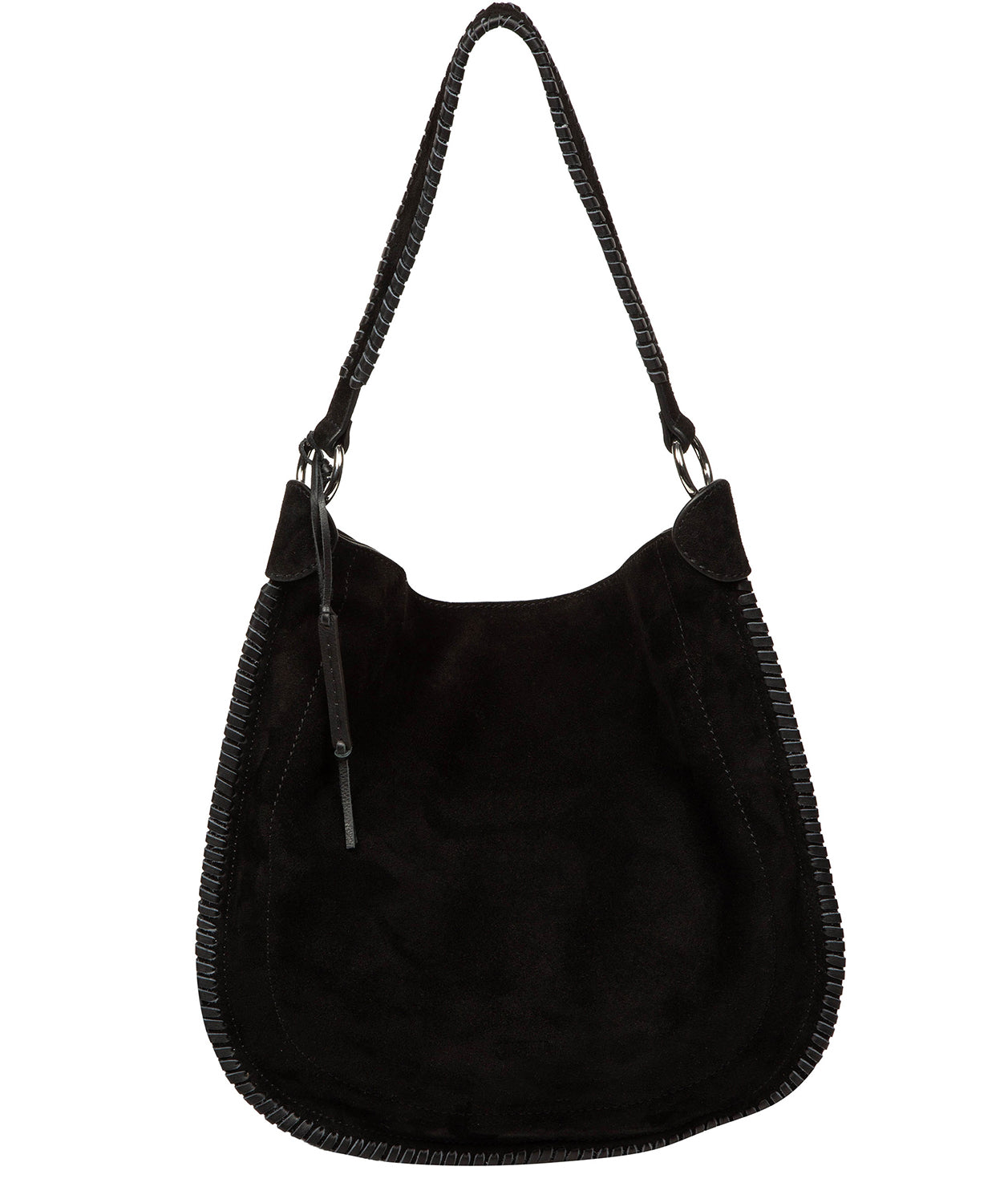 Bonnie shoulder bag side profile with woven leather strap detail