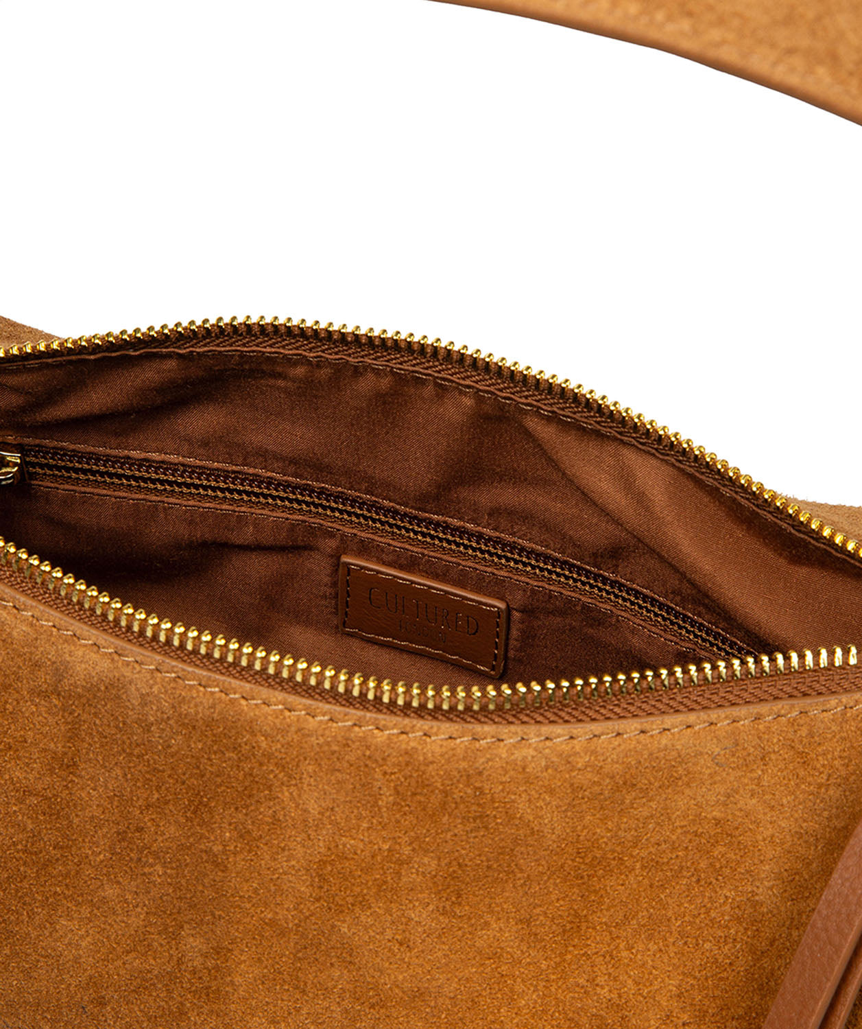 'Camille' Tan Suede Shoulder Bag