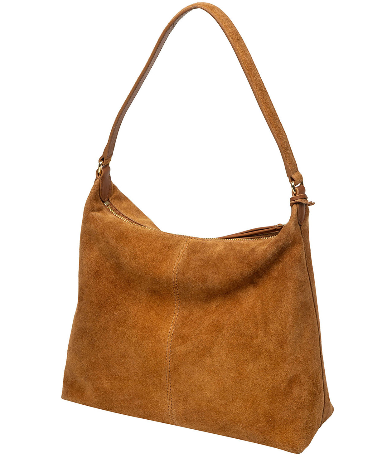 'Camille' Tan Suede Shoulder Bag