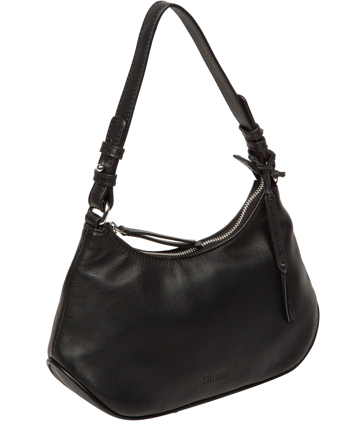 crescent-shaped zip-over top closure