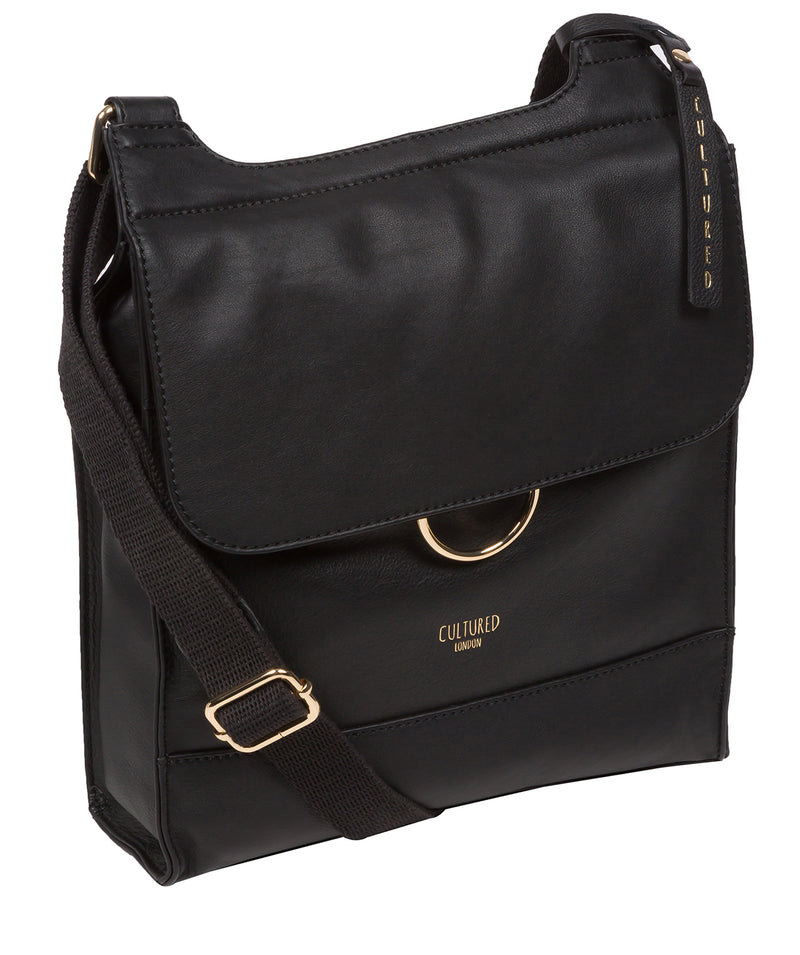 Cultured London Eco Collection Bags: 'Covent' Black Leather Cross Body Bag