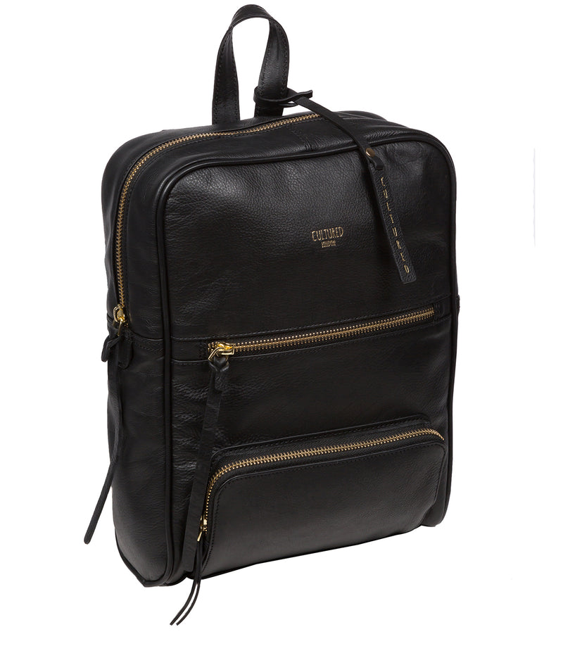 Cultured London Eco Collection Bags: 'Abbey' Black Leather Backpack