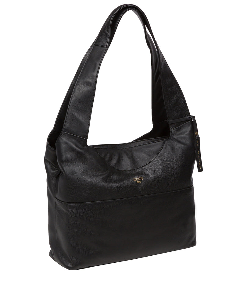 Cultured London Eco Collection Bags: 'Boston' Black Leather Shoulder Bag