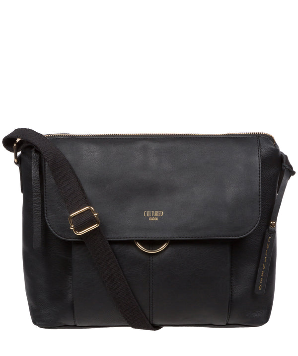 Cultured London Eco Collection Bags: 'Chancery' Black Leather Shoulder Bag