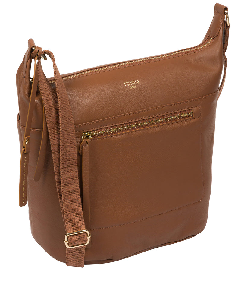 Cultured London Eco Collection Bags: 'Gants' Dark Tan Leather Cross Body Bag