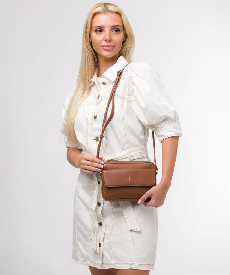 Cultured London Soho Collection Bags: 'Jodie' Tan Leather Cross Body Bag