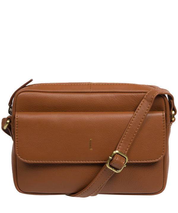 Cultured London Soho Collection Bags: 'Jodie' Tan Leather Cross Body Bag