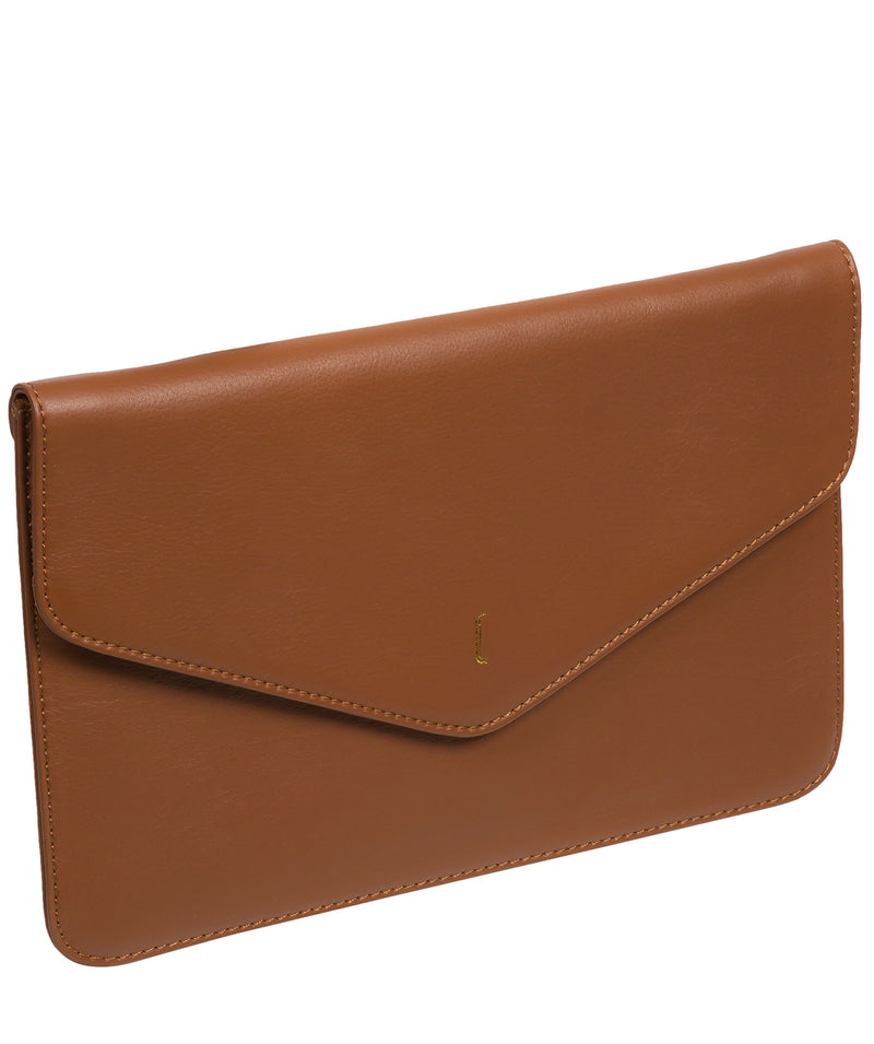 Cultured London Soho Collection Bags: 'Viviane' Tan Leather Clutch Bag