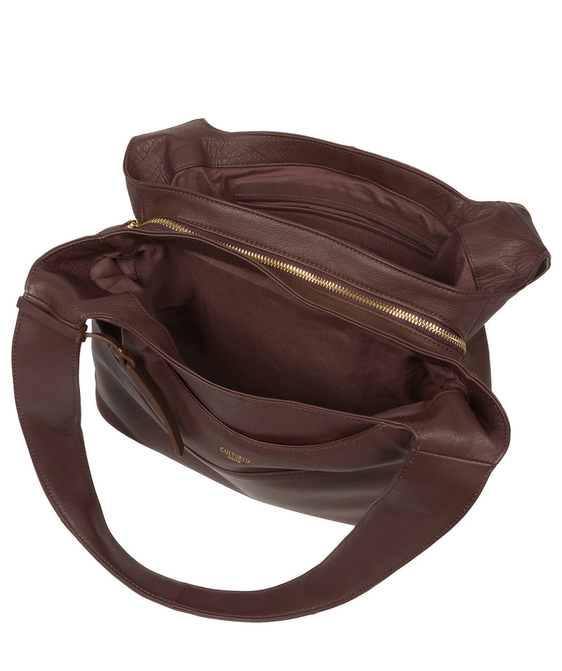 Cultured London Eco Collection Bags: 'Boston' Plum Leather Shoulder Bag