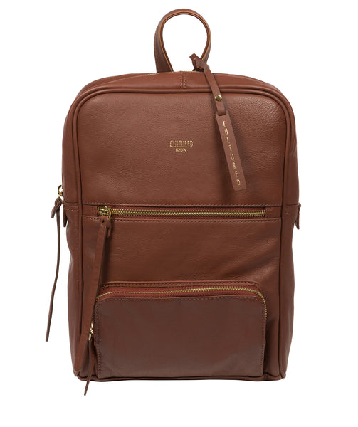 Brown Leather Backpack 'Abbey' by Cultured London