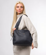 Cultured London Eco Collection Bags: 'Boston' Dark Navy Leather Shoulder Bag