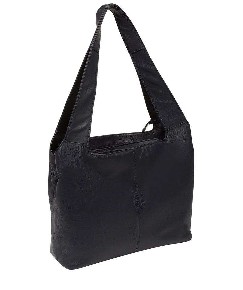 Cultured London Eco Collection Bags: 'Boston' Dark Navy Leather Shoulder Bag