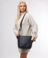 Cultured London Eco Collection Bags: 'Gants' Dark Navy Leather Cross Body Bag