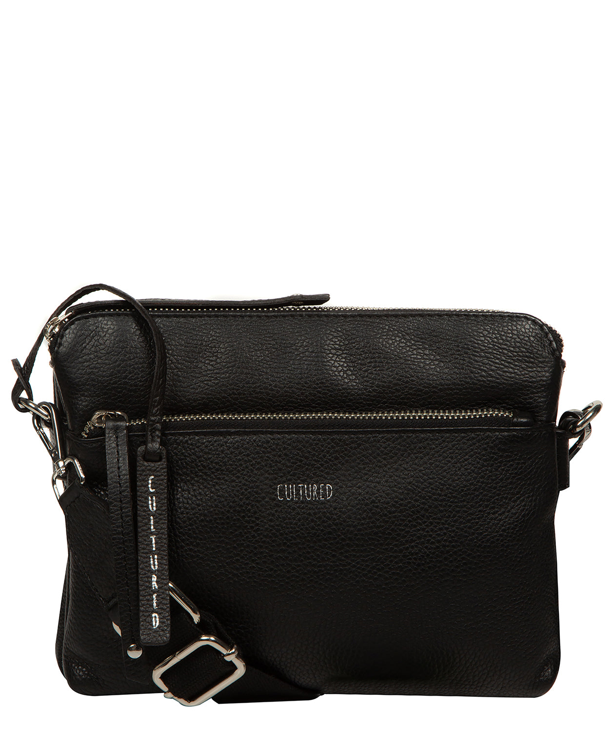 'Celia' Black Leather Cross Body Bag