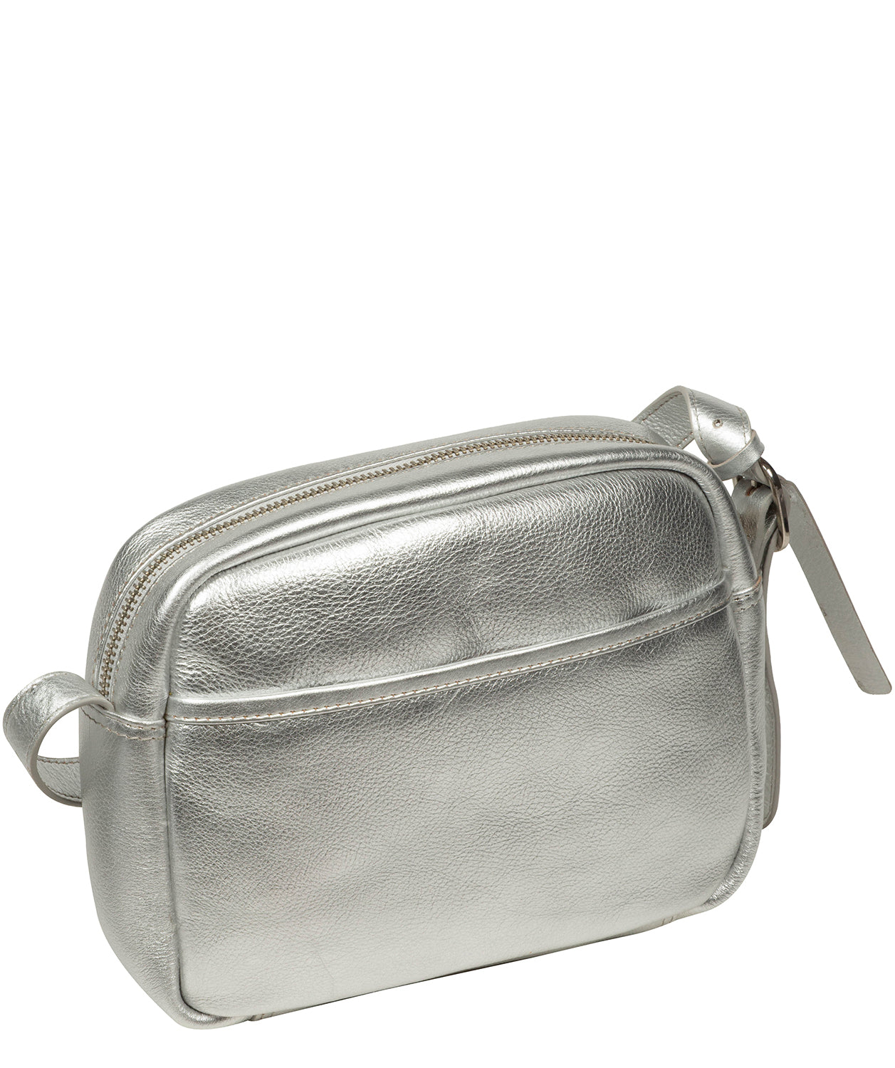 'Ariella' Metallic Silver Leather Cross Body Bag