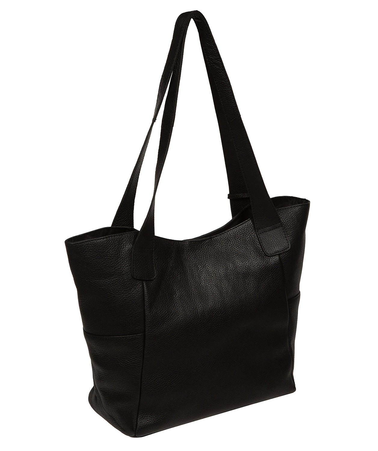 'Lisette' Black Leather Tote Bag