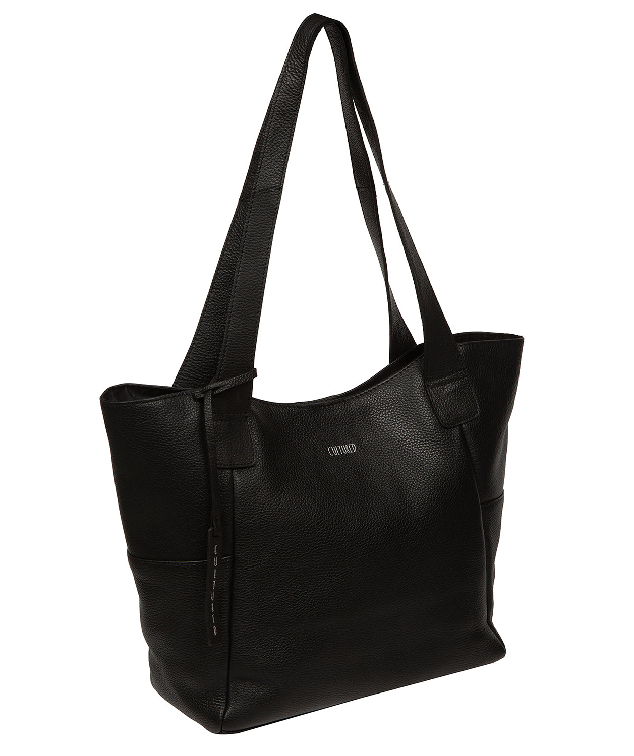 'Lisette' Black Leather Tote Bag