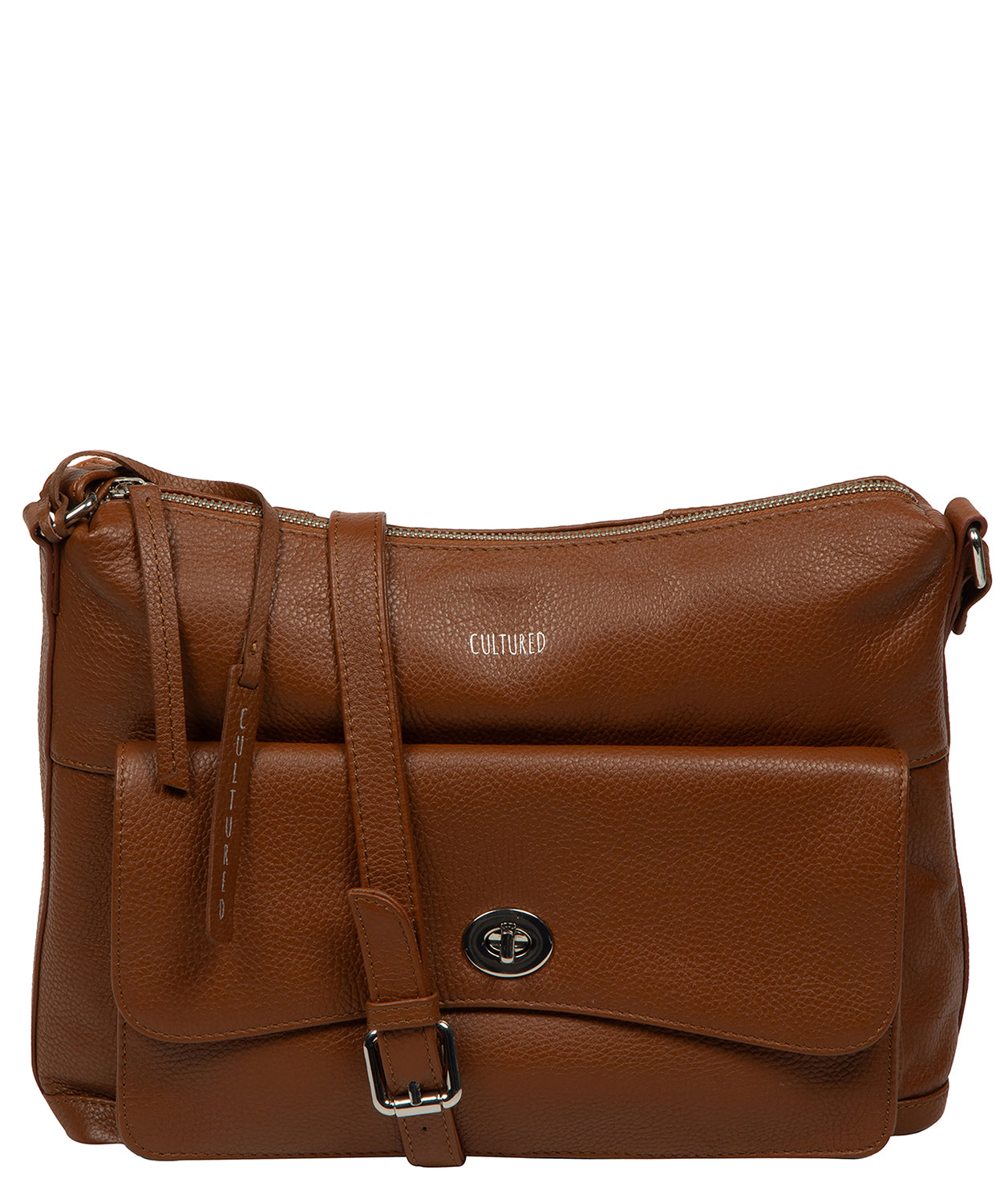 'Sylvie' Rich Tan Leather Shoulder Bag