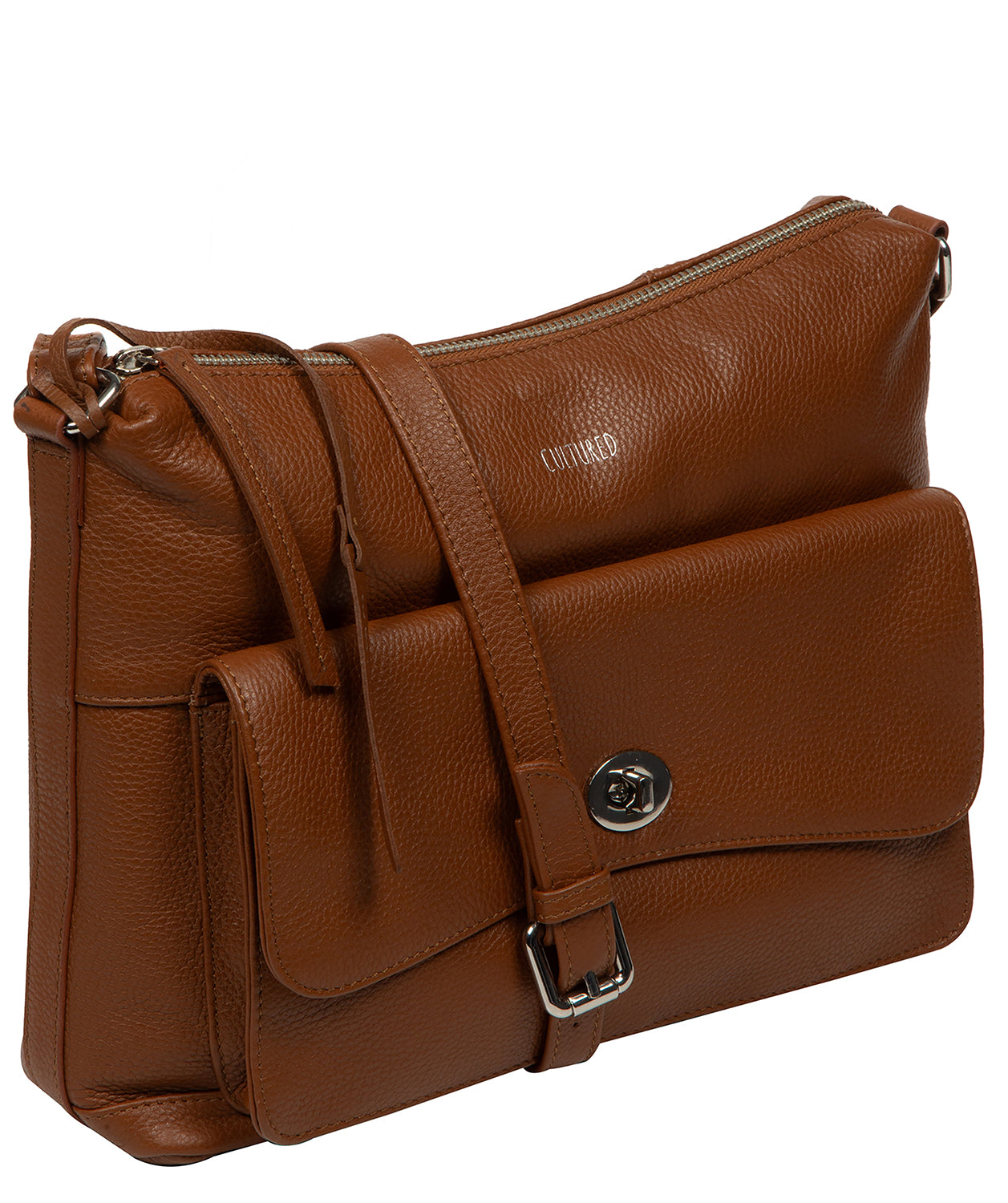 'Sylvie' Rich Tan Leather Shoulder Bag