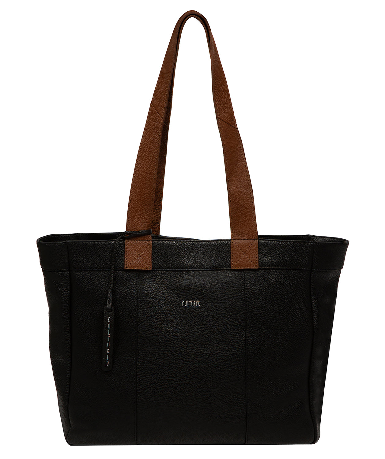 'Gisella' Black & Rich Tan Leather Tote Bag
