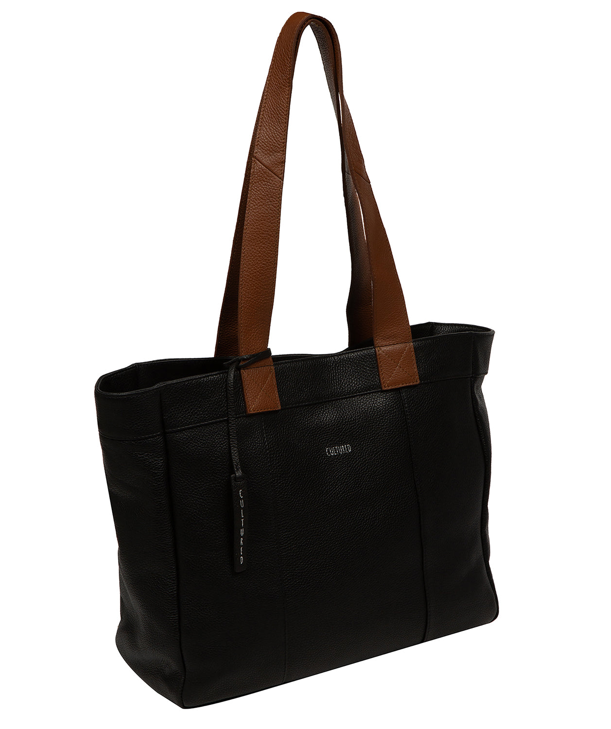 'Gisella' Black & Rich Tan Leather Tote Bag