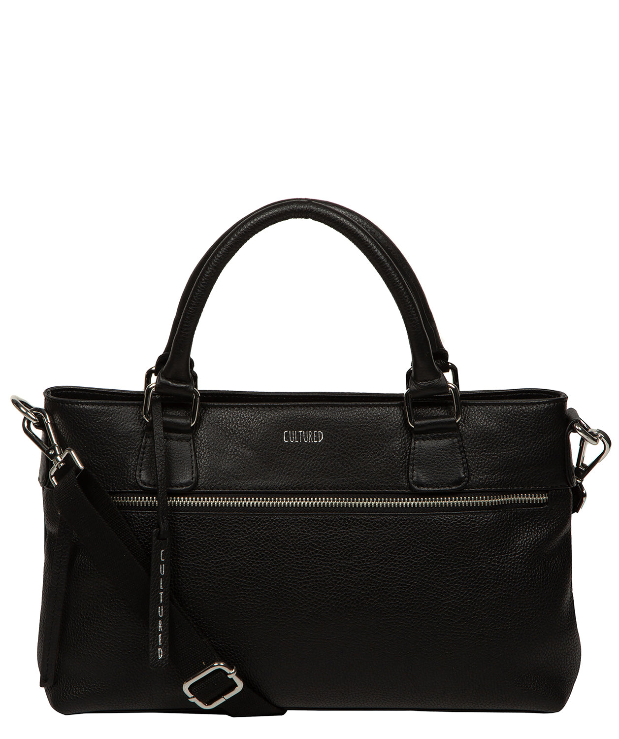 'Aviana' Black Leather Grab Bag