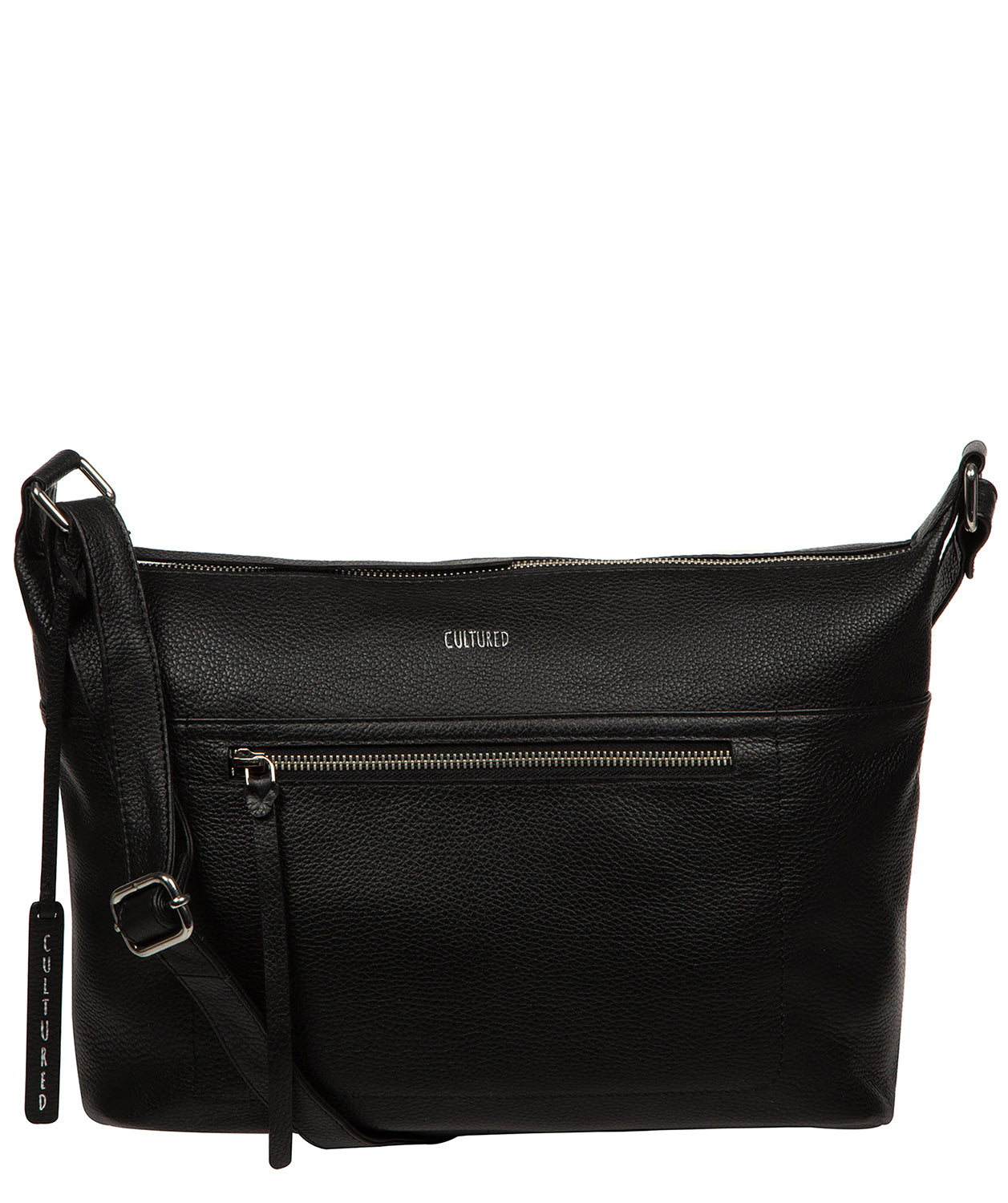 'Ondine' Black Leather Shoulder Bag