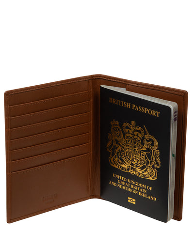 'Thomas' Tan Leather Passport Holder
