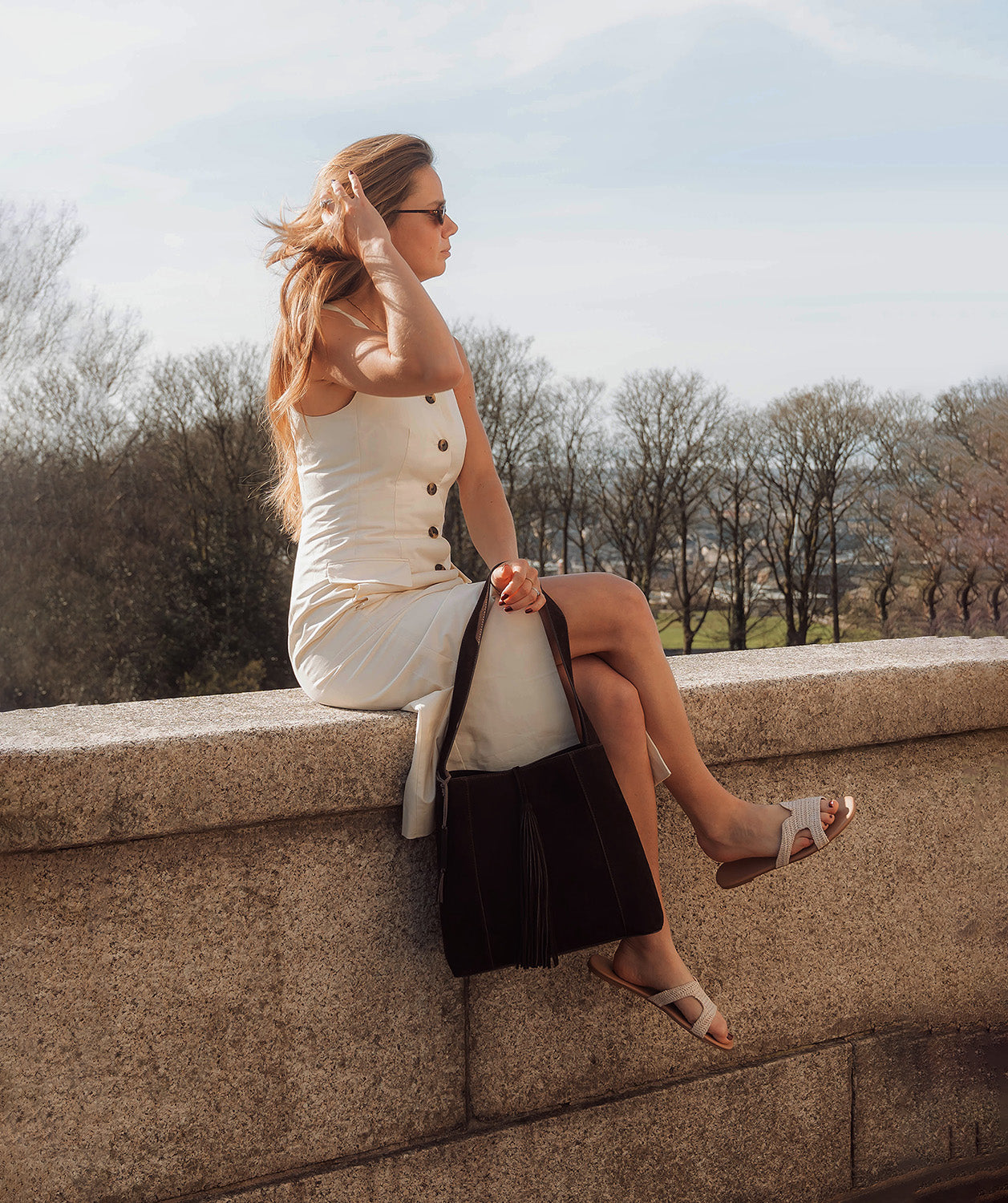'Anitta' Cocoa Suede Shoulder Bag