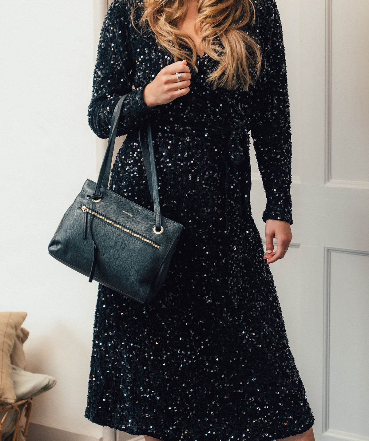 'Noko' Black Leather Handbag