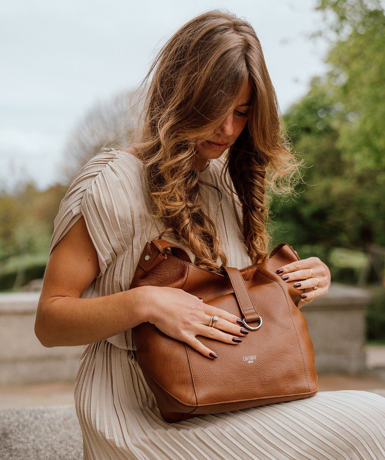'Leilani' Tan Leather Shoulder Bag