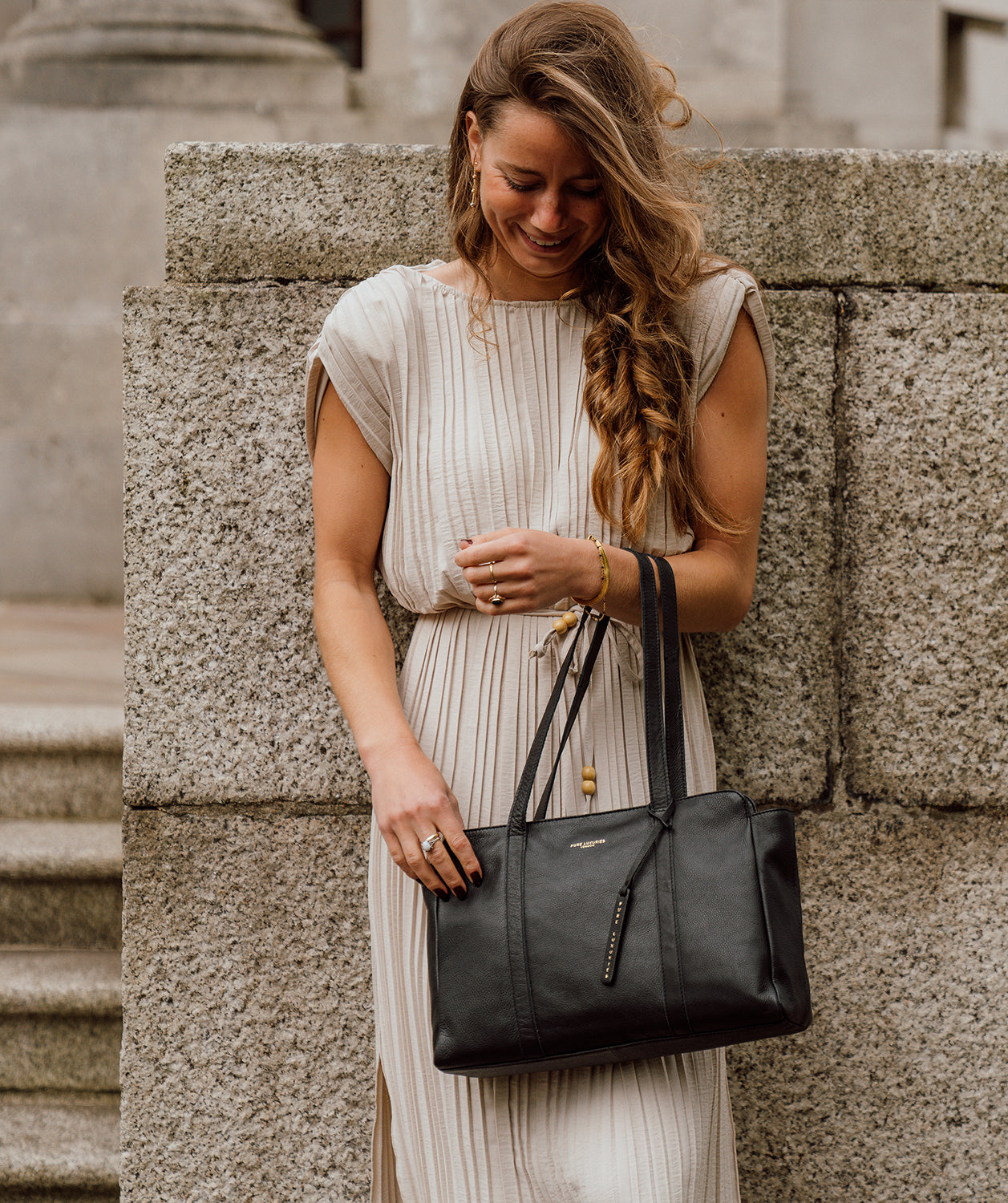 'Olney' Black Leather Handbag