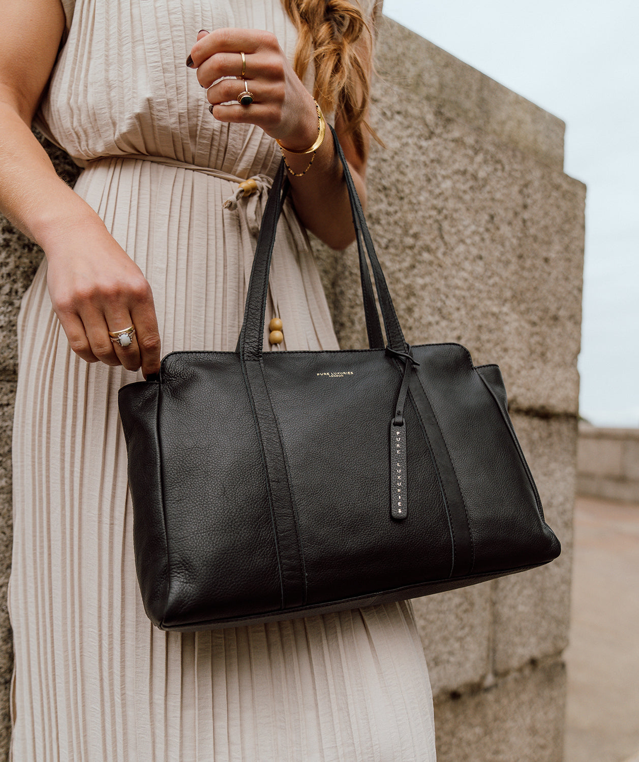 'Olney' Black Leather Handbag