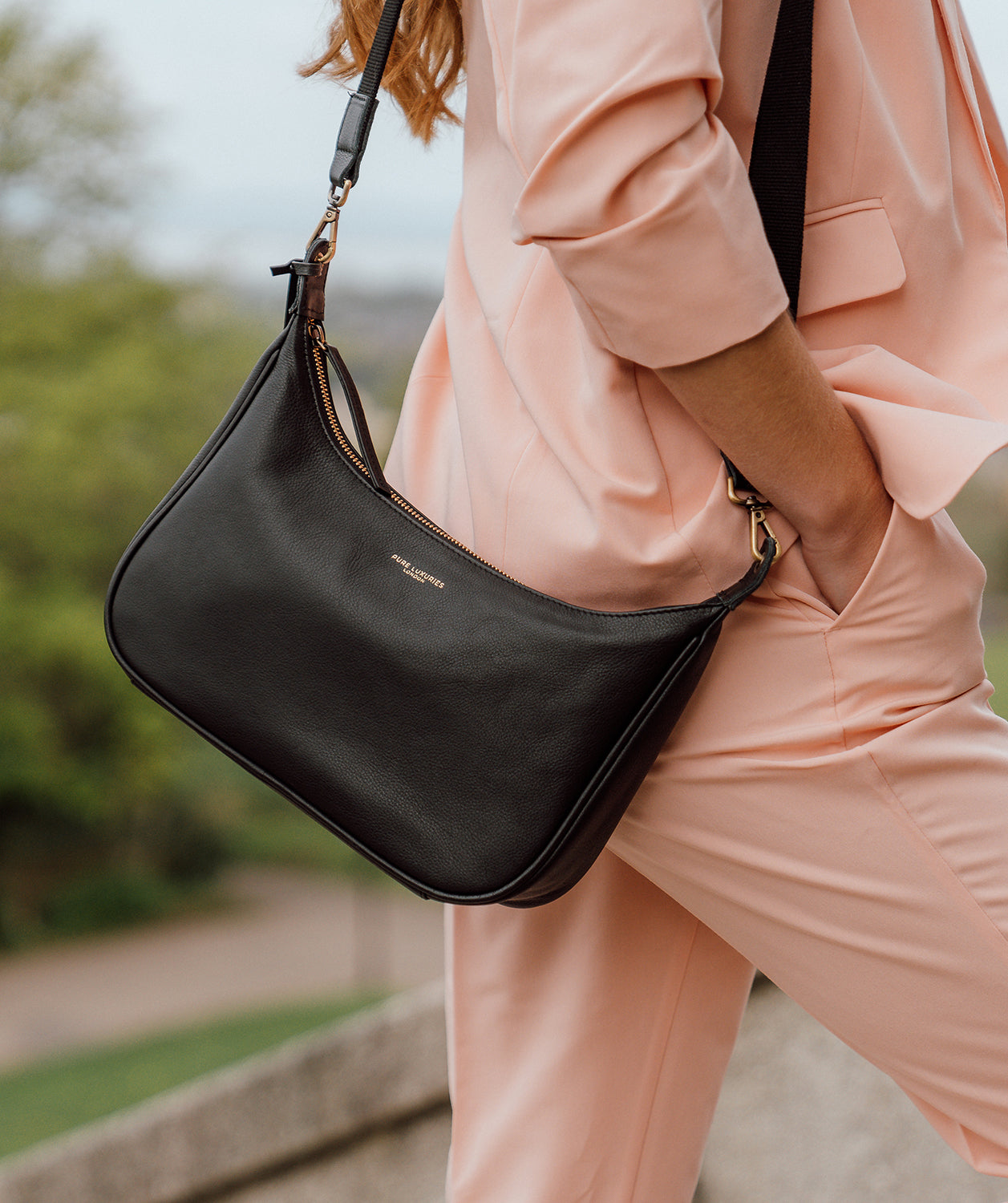'Lancaster' Black Leather Cross Body Bag