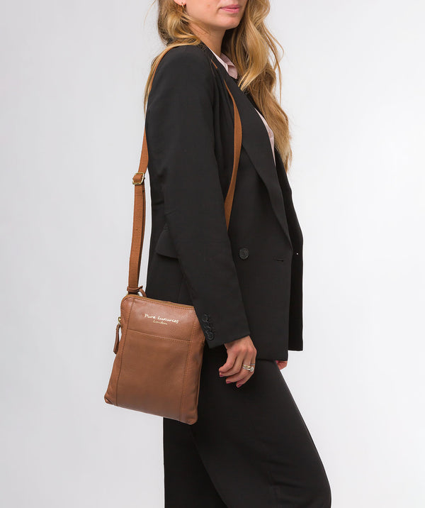 Pure Luxuries Eco Collection #product-type#: 'Maisie' Tan Leather Cross Body Bag