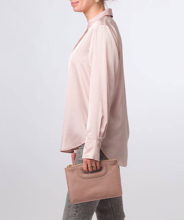 Pure Luxuries Classic Collection Bags: 'Esher' Blush Pink Leather Clutch Bag